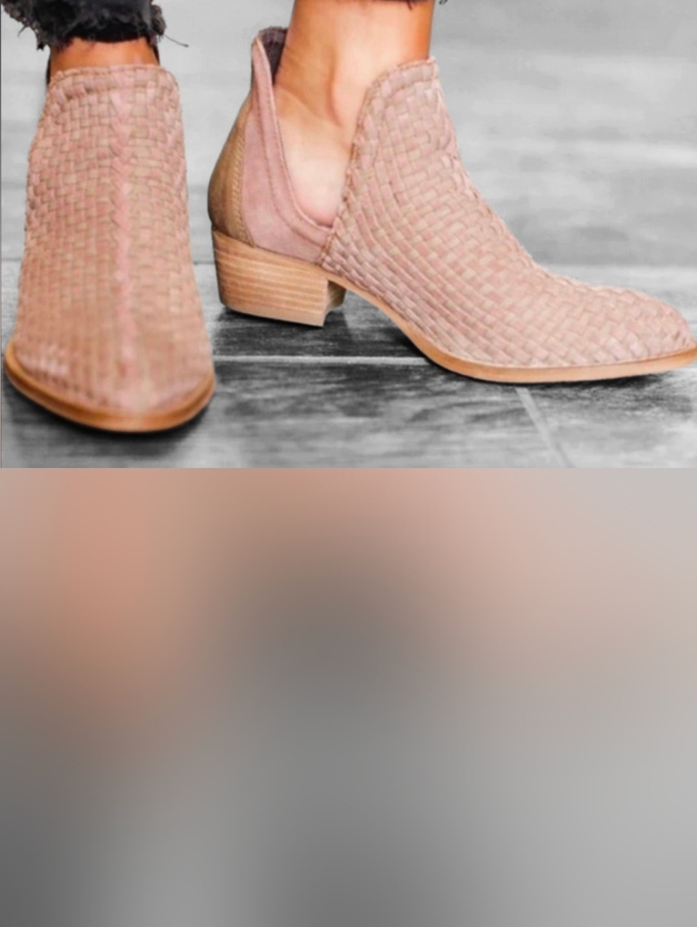 Very Volatile Veracruz Tan Woven Leather Slup On Booties Size 6